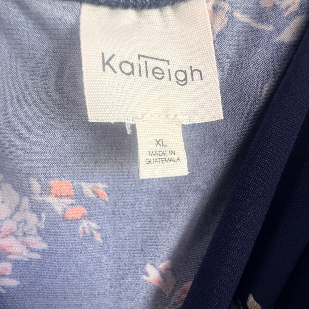 Kaileigh Floral Surplice Jumpsuit Womens XL Navy Blue‎ Stretch Flowy Cottagecore - Picture 6 of 9